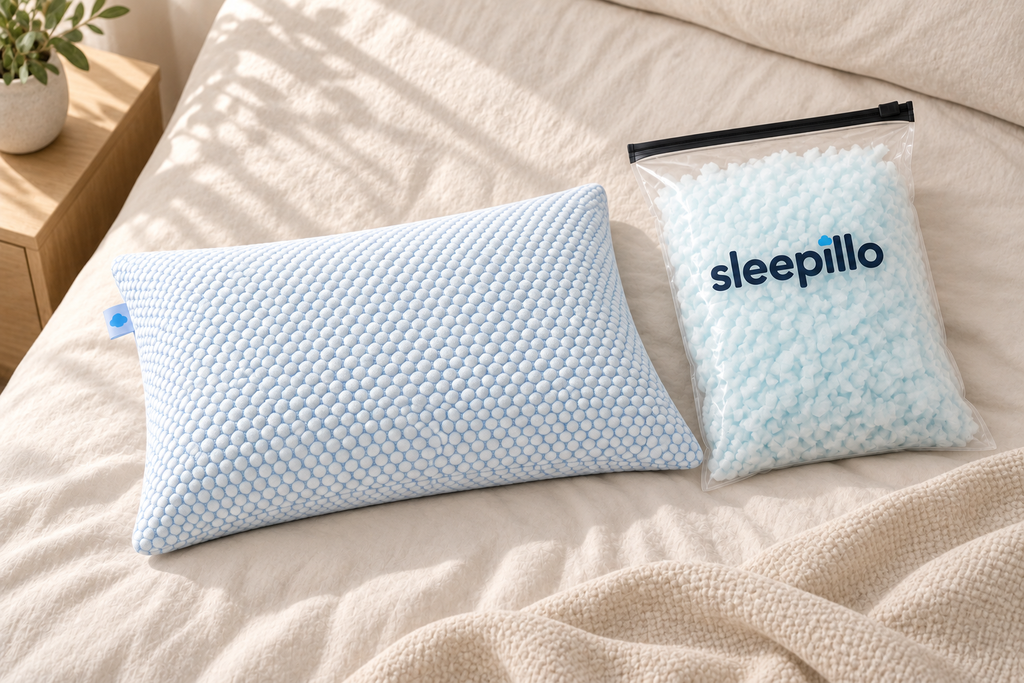 Oreiller Sleepillo Enfant et son sac de garnissage complémentaire