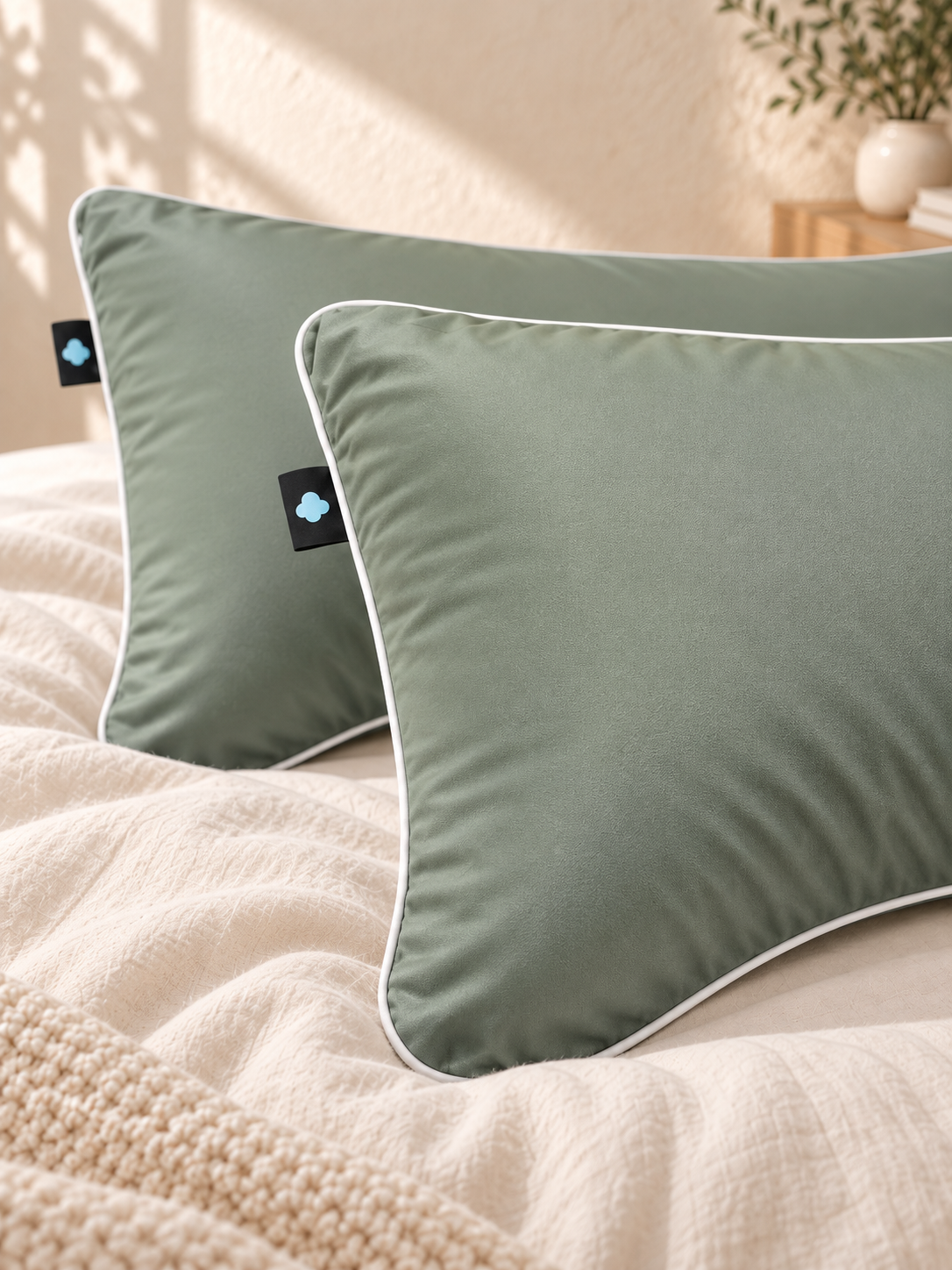 Détail des finitions d’une taie unie Sleepillo Plus